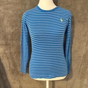 Vintage 90s Preppy Blue and White Stripped Ralph Lauren Long Sleeve Sweater Top